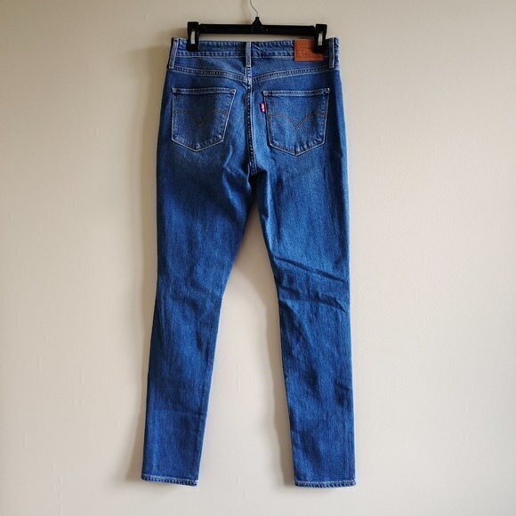 Levis Medium Wash Denim 721 High Rise Jeans Knee Holes Skinny Pant Women Size 28 - Picture 2 of 7